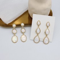 S925 silver needle Japanese and Korean court retro earrings temperament simple resin water drop earrings earring ear clip female A01