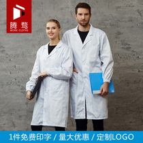 White coat long sleeve men and women doctor work clothes custom LOGO printing student doctor nurse chemical lab suit