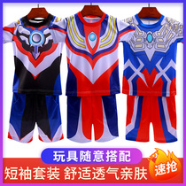 Ultraman clothes summer boy clothing childrens t-shirt short sleeve suit Sero 2021 new childrens clothing two-piece set