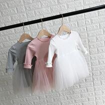 Girls dress 2021 autumn new baby princess dress childrens puffy dress spring and autumn children Foreign style gauze dress tide