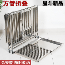 Star Dou stainless steel dog cage free of installation folding thick square tube dog cage cover rain shed indoor and outdoor dog cage