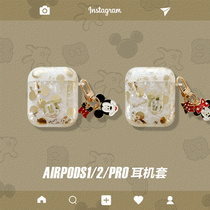 Hot gilded shell pattern Mickey Minnie airpods Protective case set 2 generation 3pro third generation New Tide card cartoon for Apple wireless Bluetooth headset 21 generation silicone Net Red personality creativity