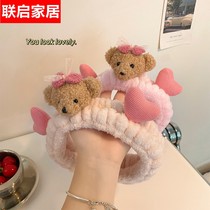 Cute bear hairband stereo cartoon plush doll hair band female pink wash hair band wide edge special hair accessories