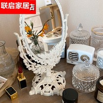 Ins wind girl heart French retro desktop desktop double-sided makeup mirror dormitory rotating princess mirror dressing mirror