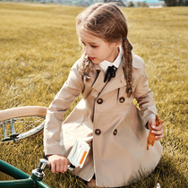 Girls windbreaker coat autumn 2021 New Korean version of foreign style spring and autumn Princess British style childrens long Leisure