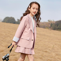 Girls Suit 2021 new spring catwalk children foreign fashion fashion casual suit two-piece performance