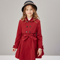 Girls trench coat coat 2021 new spring and autumn clothing British trend children's long foreign style Korean coat cotton