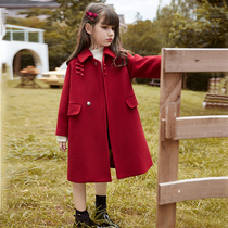 Girls wool coat 2021 new autumn and winter princess children's wool coat foreign style long Korean Ni