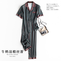 Summer thin silk high-end pajamas mens short-sleeved trousers suit mens spring and autumn silk large size home clothes summer