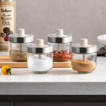 House two spoon lid one glass seasoning jar seasoning bottle combination set household kitchen taste box sugar salt jar