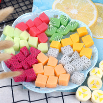 Simulated fruit dicing slices diced model strawberry banana apple mango dragon fruit yellow kiwi fruit decoration food play props