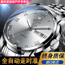 Swiss watch automatic mechanical watch watch mens waterproof luminous double calendar large dial mens watch ultra-thin new