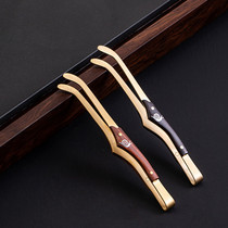 Non-slip tweezers wash cup tea clip copper wooden tea cup clip thick tea spoon tea cup fork kung fu tea set tea ceremony accessories