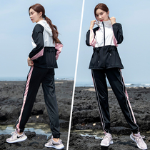 2021 gym sports suit female size loose slim quick dry student running training Net red yoga suit spring