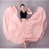 Square dance skirt Chiffon skirt Female high waist 720 degree swing skirt Red Xinjiang dance dance skirt dance skirt