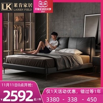 Italian minimalist bed light luxury modern simple Nordic soft leather bag bed 1 8 m real leather bed double bed master queen bed