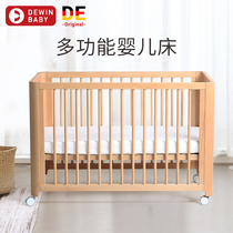 Solid wood crib removable splicing big bed Children childrens baby bed newborn baby crib multifunctional bbbed bed