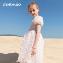 LynnMilo Linmilo 2021 Girls Summer dress Childrens clothing Western style childrens floral yarn skirt Princess skirt
