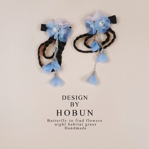 Childrens antique hairclip Hanfu flower headdress edge clip wig braid pair clip sweet little girl floral headdress hairpin