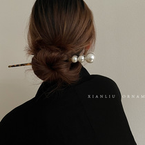 Acetic acid plate Pearl hairpin simple modern Joker ball hair hairpin hair hairpin hair hairpin hair jewelry headwear
