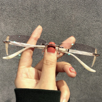 High number of hypoallergenic red book with diamond trimming myopia glasses female can be equipped with degree rimless ultra light glasses