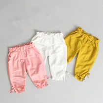Baby girl pants summer new baby cotton thin bloomers 0-1-2 comfortable and cool children anti mosquito pants 3