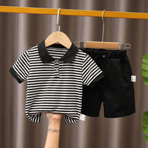 Boys summer suit 2021 summer new 1-3 years old 4 childrens fashion foreign style POLO shirt short-sleeved two-piece set tide