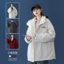 Two-sided lamb coat female Korean version of loose lazy wind small cotton-padded jacket autumn and winter velvet thickened cotton-padded jacket