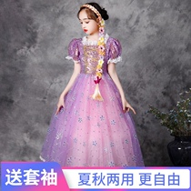  2021 spring and autumn new girl Aisha rapunzel dress girl birthday dress flower skirt Sophia