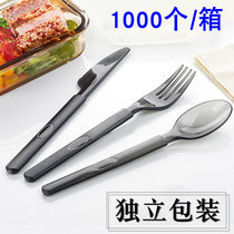 Chengxin thickened long handle plastic spoon Disposable knife and fork spoon fork soup spoon Western tableware spoon fork 1000 pcs