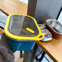 304 stainless steel insulated lunch box simple lunch box with lunch box office workers double-layer large capacity lunch box student grid