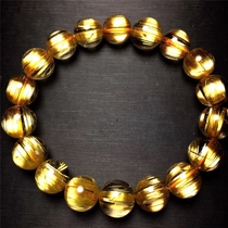 Collectible grade natural blonde crystal bracelet female smooth hair cats eye plate titanium crystal multi-circle Buddha bead couple hand string male ethnic style