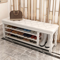 Solid Wood Changing Shoes Bench Shoe Cabinet Nordic Shoe Rack Easy Home Doorway Multilayer Dust-Proof Wearing Shoes Stool Provincial Space Economy Type