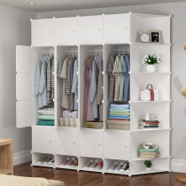 Simple wardrobe assembly plastic fabric single rental small bedroom household cloth wardrobe hanging imitation solid wood storage cabinet