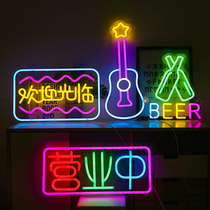 LED Neon net red bedroom room with colorful lights clear bar atmosphere light hanging wall creative decoration ins lamp