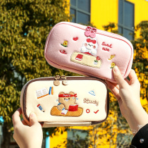 2021 New pen pouch ins and day series female large capacity pencil case junior high school student cute furry young girl hearts girl with high face value net red lead pencil case plush girl