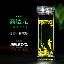 High-grade double-layer glass teacup Mens crystal tea cup insulated cup Transparent female personal water cup