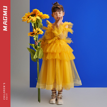 Meg Shepherds dress flower girl wedding princess dress childrens little girl puffy gauze performance host birthday dress