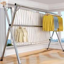 Stainless steel drying rack folding household outdoor telescopic drying rack drying clothes balcony hanging hanger X-type clothes drying Rod