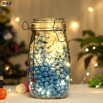 Lucky starry sky paper crane glass bottle transparent wish bottle finished star luminous birthday gift
