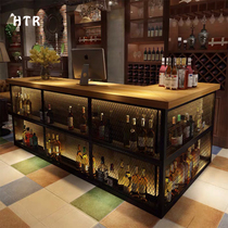 Retro industrial style bar simple bar bar restaurant front desk corner cashier KTV milk tea shop bar table
