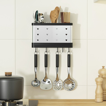 Stainless steel chopstick basket Household chopstick barrel with drain rack Quick child cage Kitchen shelf hole-free wall-mounted