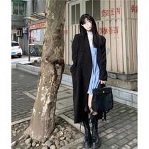  Black windbreaker jacket female mid-length 2021 spring and autumn new Korean loose student drape popular over-the-knee coat