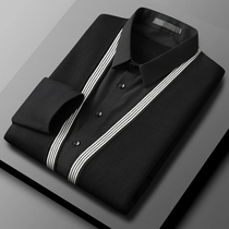 Fake two-piece sweater cardigan mens thick winter long handsome trend Korean casual shirt collar sweater jacket