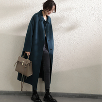 Double-sided cashmere coat womens long high-end 2021 new autumn and winter temperament loose woolen cloak coat