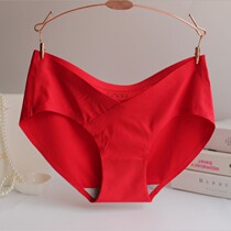 Marriage Red Ice Silk pregnant womens underwear in the crotch middle low waist belly pregnant women pregnancy size pregnancy underwear