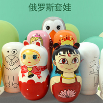 10-layer matryoshka toy cartoon pattern stacking music wooden Childrens Day gift creative decoration