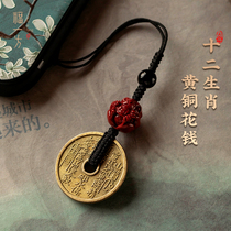 Fufang raw ore cinnabar twelve zodiac mountain ghosts spend money mobile phone chain pendant mens necklace purple sand handmade gift