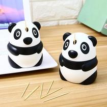 Creative panda automatic toothpick box Hand-pressed fashion toothpick tube Cartoon cute dining table plastic toothpick jar