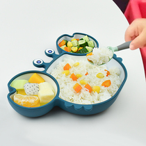 Baby childrens dinner plate month baby suction cup tableware set to learn to eat rice spoons home anti-drop anti-hot cute Division Bowl